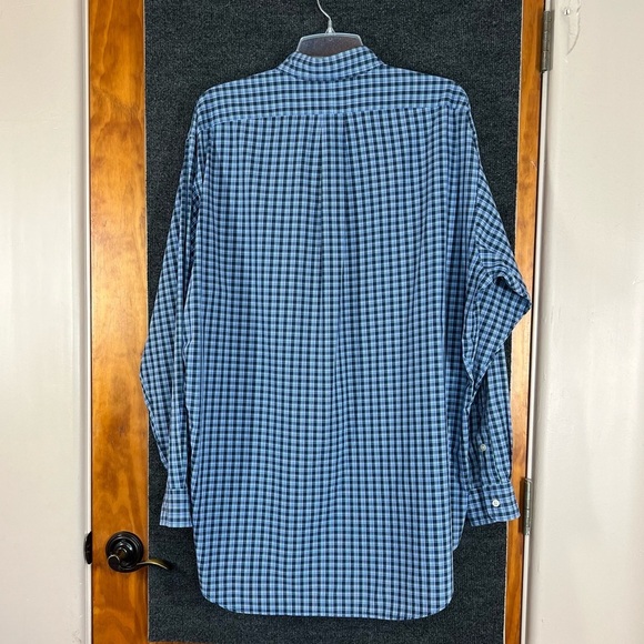 Ralph Lauren Blake Blue Small Plaid Long Sleeve Button Front Shirt Men's Size L - Picture 9 of 10